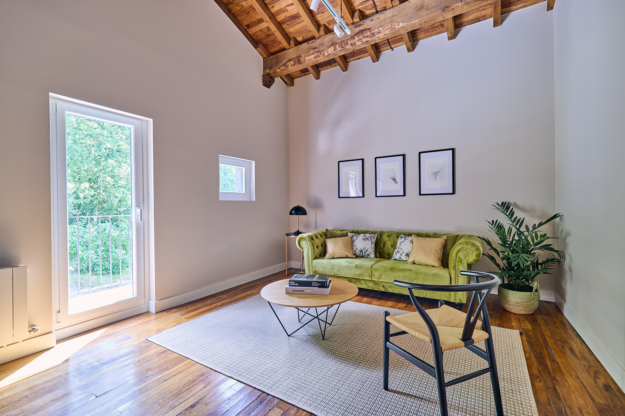 Photo: living room, green chesterfield